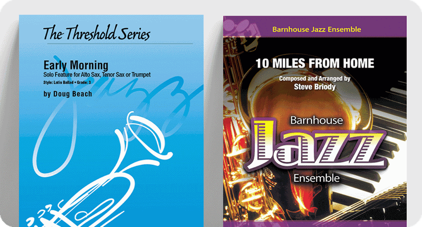 Sheet music covers for jazz ballads Early Morning and 10 Miles From Home.