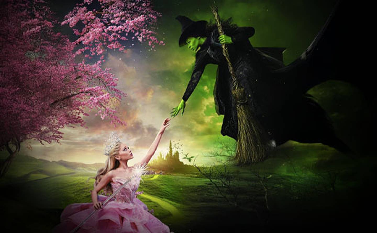 Galinda and Elphaba in Wicked.