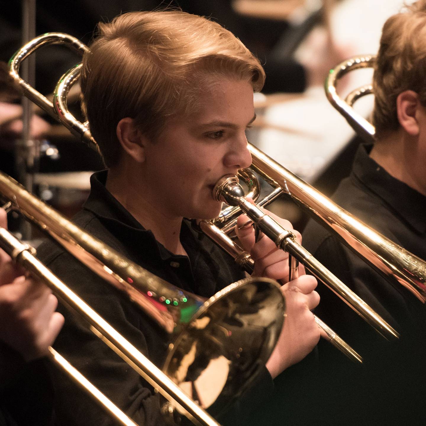 a student playing the trombone