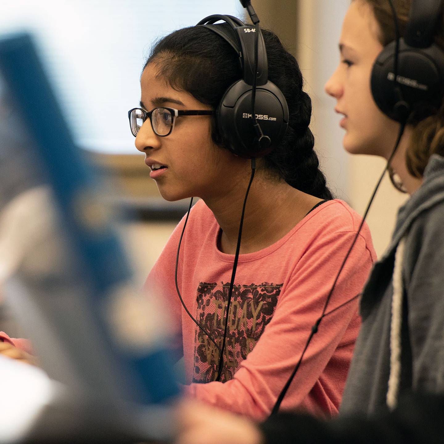 a student listening to music