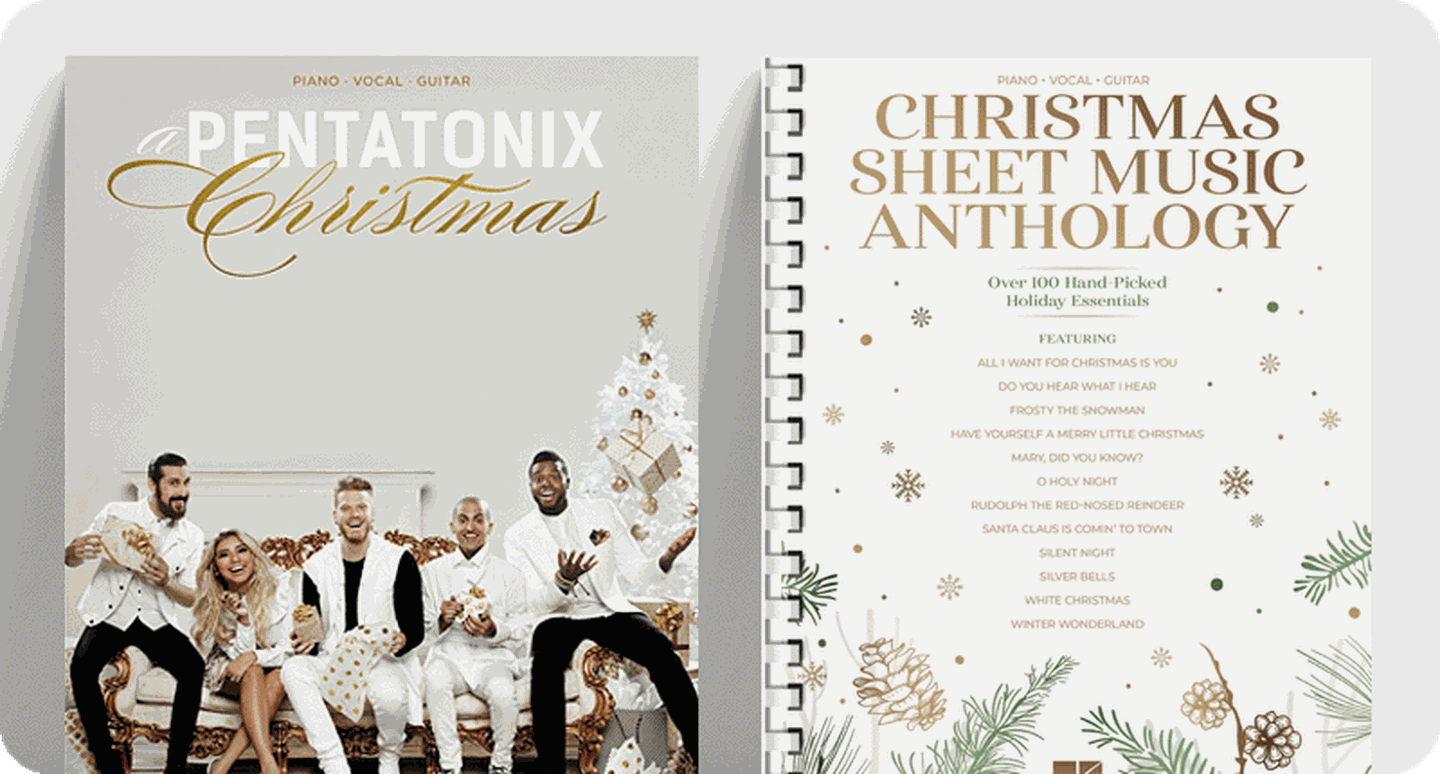 Christmas P/V/G songbook covers Pentatonix Christmas and Christmas Sheet Music Anthology.