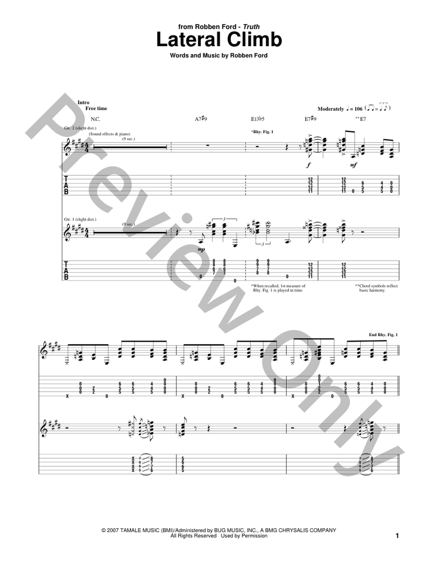 チャック・ローブ★ザ・ベスト・オブ★ギタータブ譜 Lateral Climb Guitar/Fretted Sheet Music | J.W. Pepper