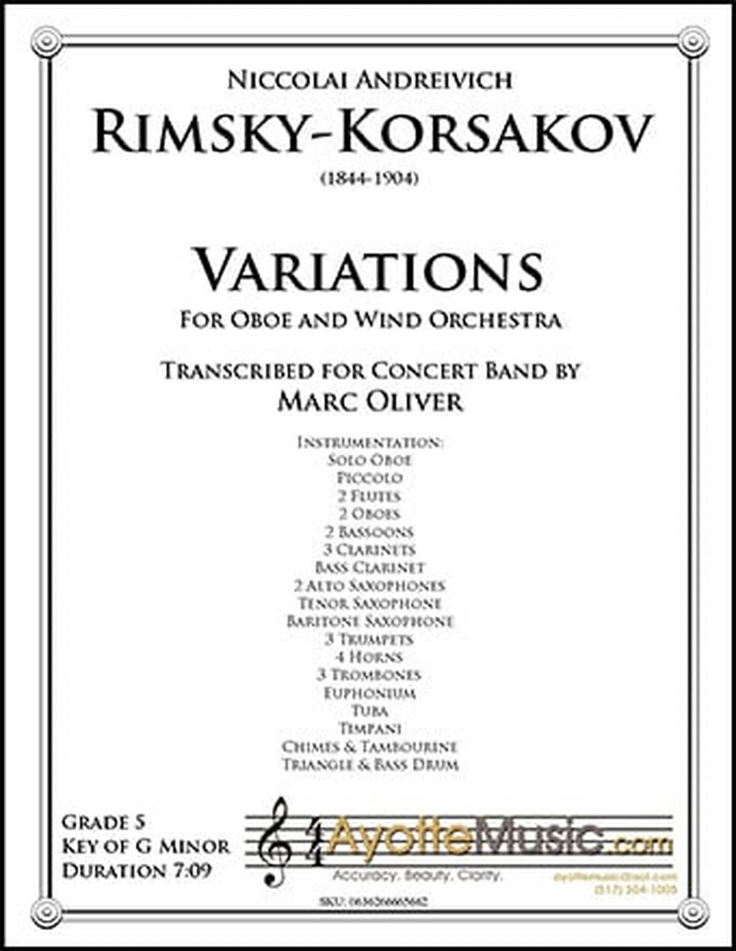Variations for Oboe and Wind Orchestra Concert Band Sheet Music
