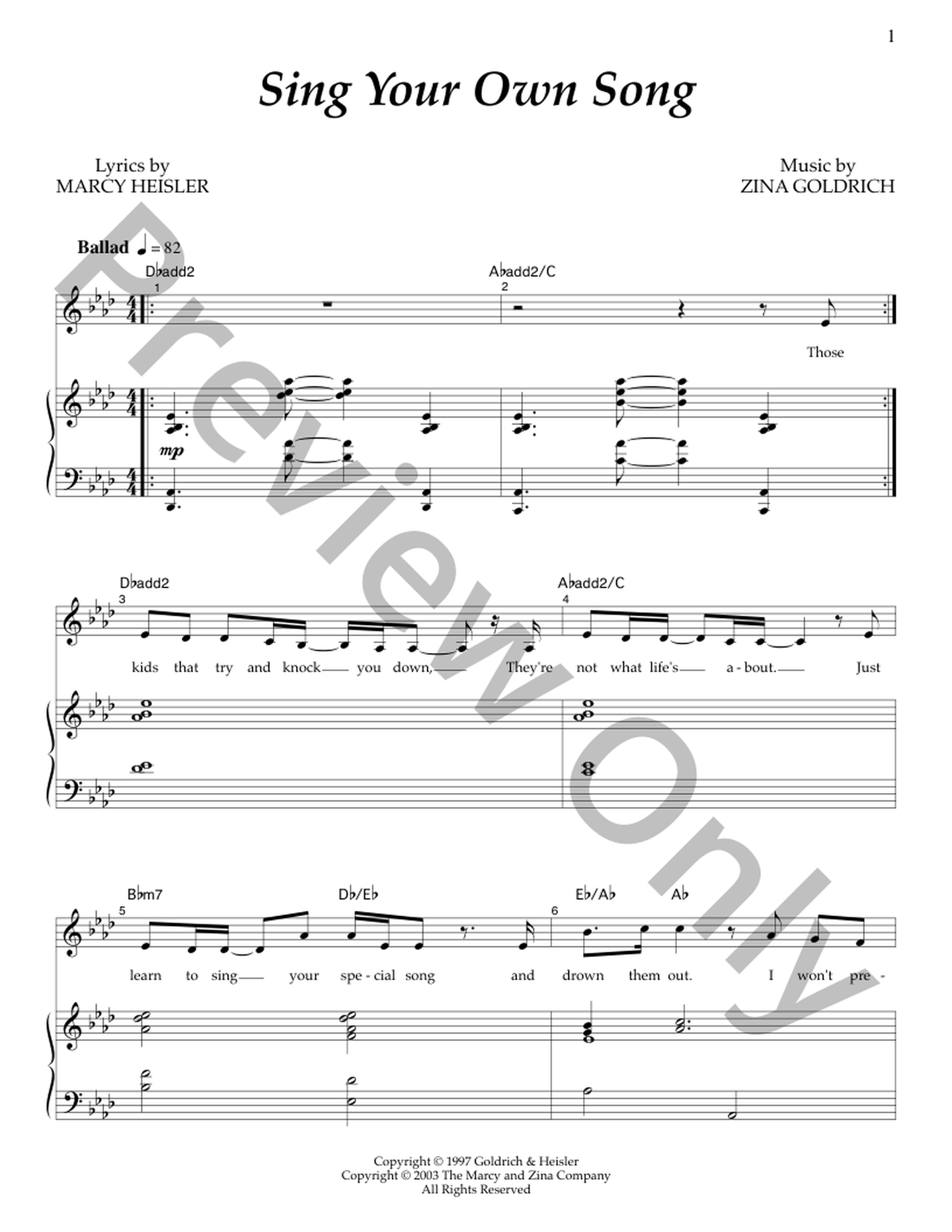 Sing Your Own Song P/V/G Sheet Music | J.W. Pepper