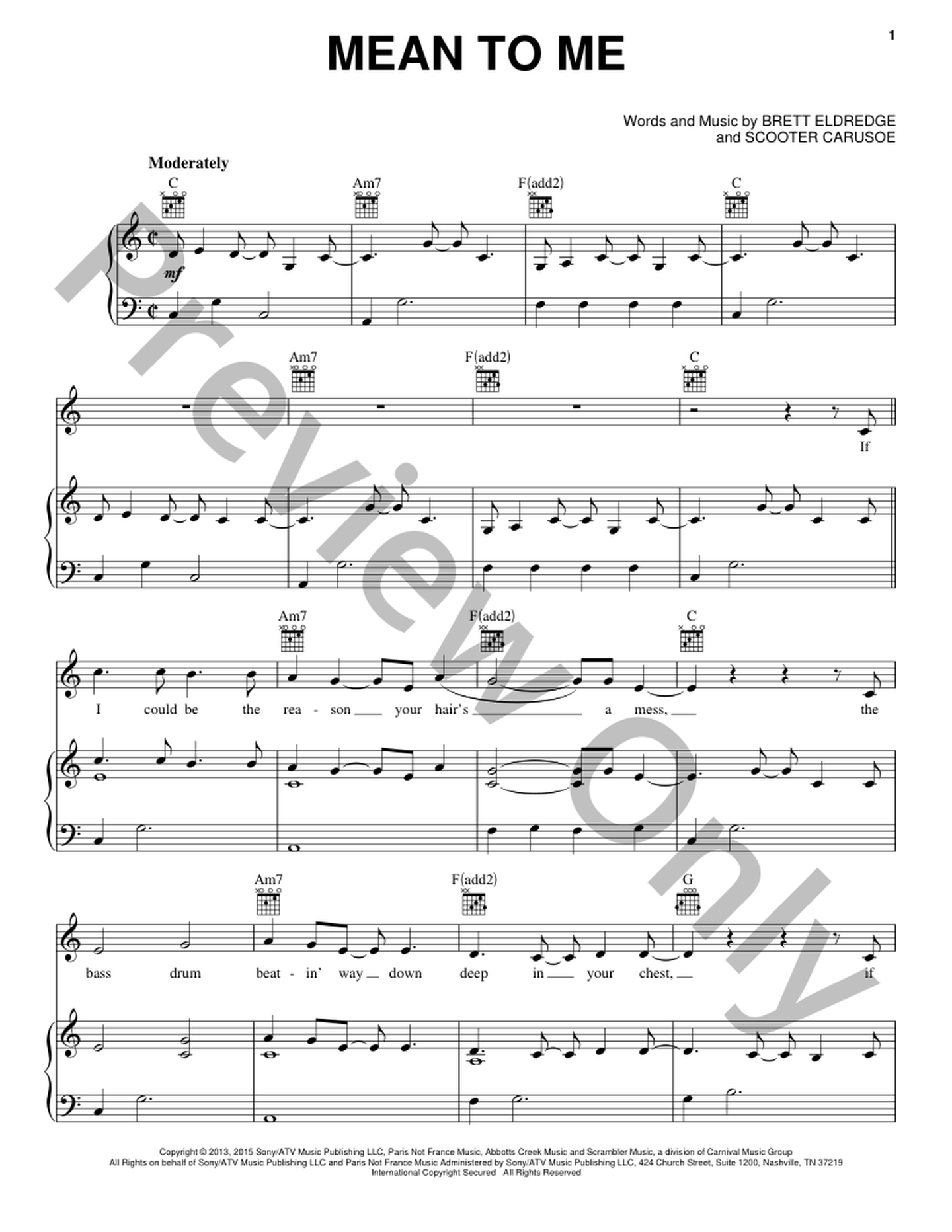 Mean To Me P/V/G Sheet Music | J.W. Pepper