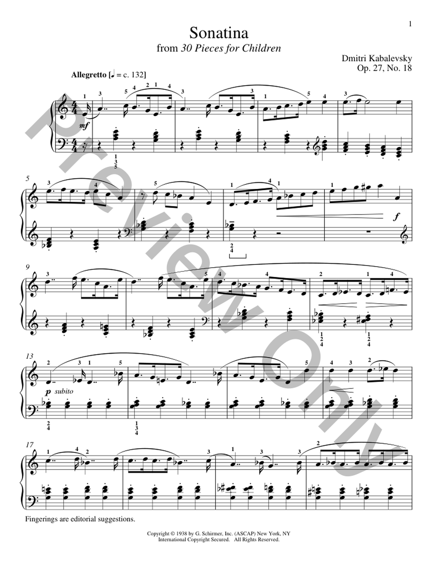 Sonatina Piano Sheet Music | J.W. Pepper