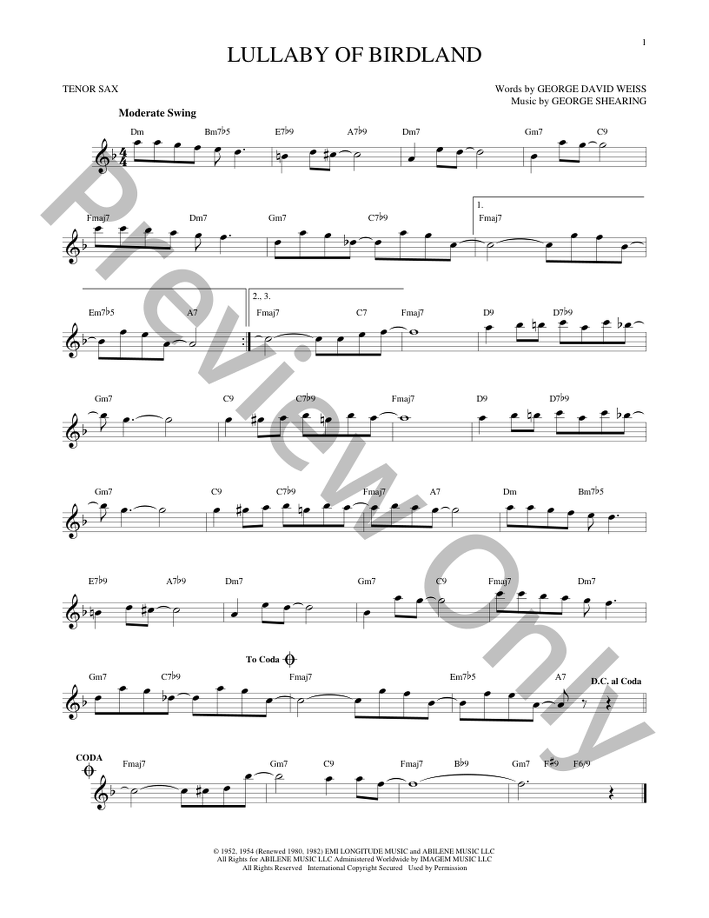 Lullaby Of Birdland Sheet Music | J.W. Pepper
