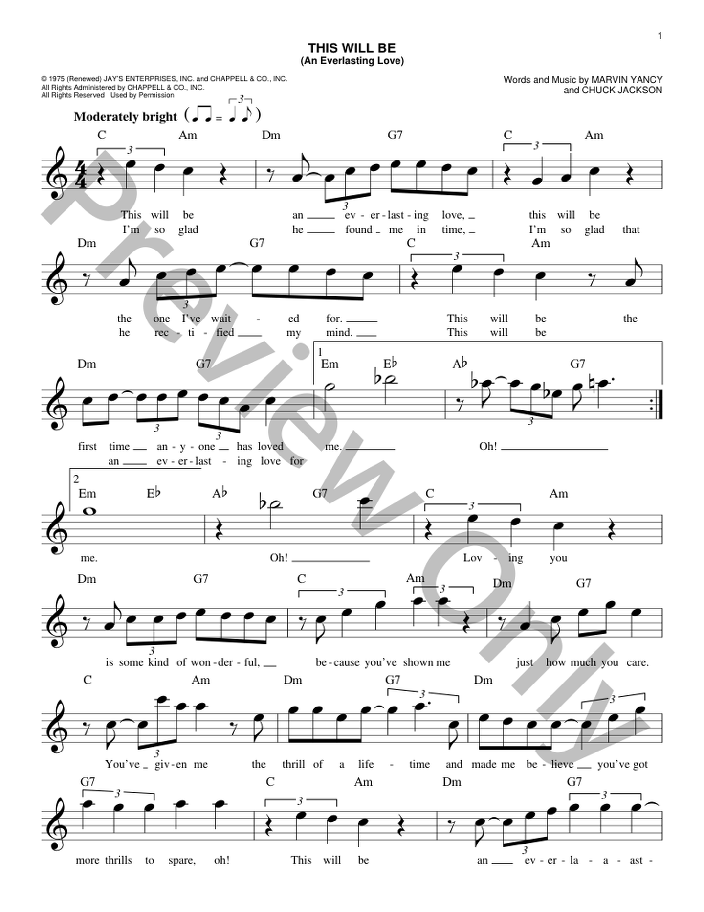 This Will Be (An Everlasting Love) P/V/G Sheet Music | J.W. Pepper