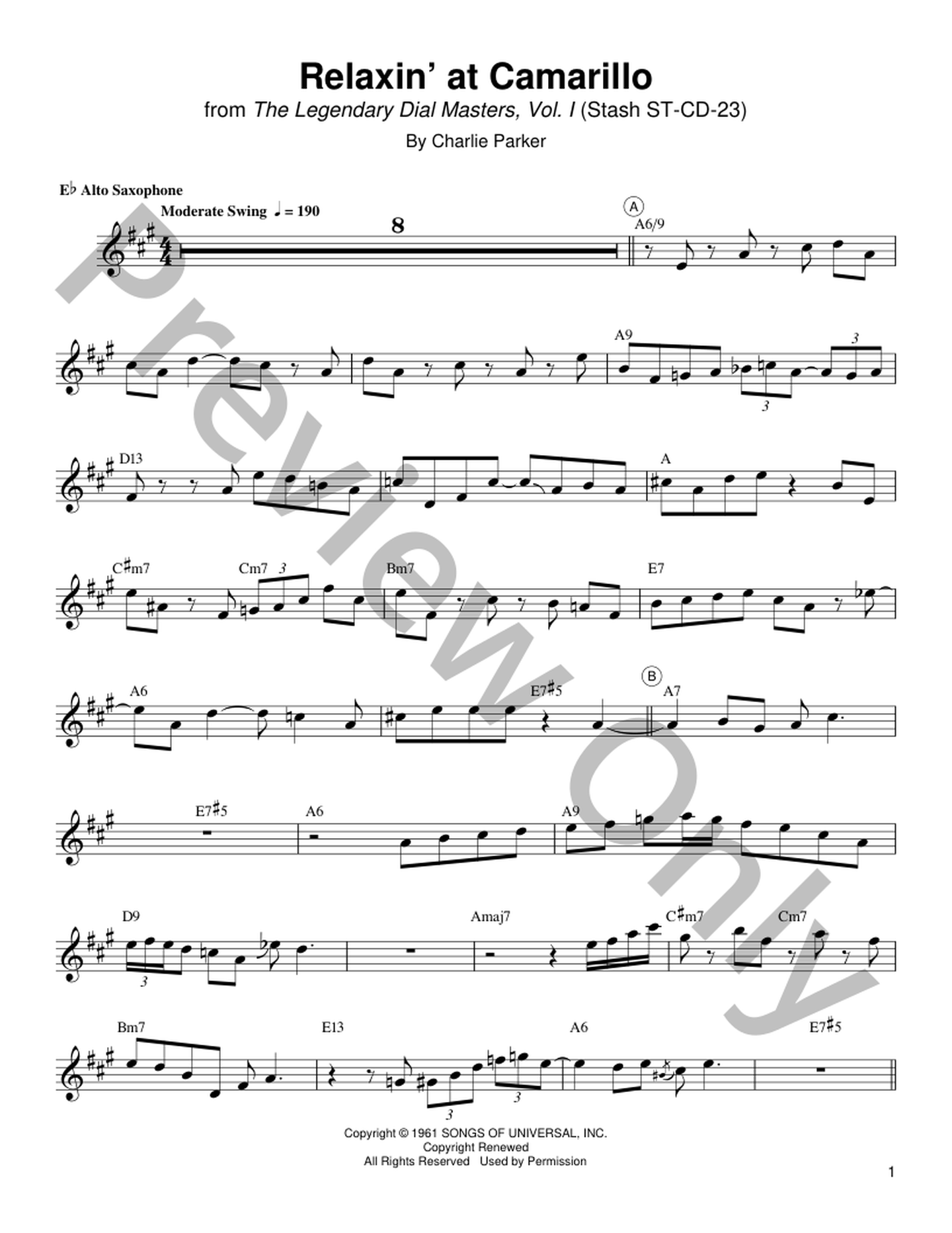 Frisco『Sleep Tight, Young Lovers』 レコード Relaxin' At The Camarillo Sheet Music | J.W. Pepper