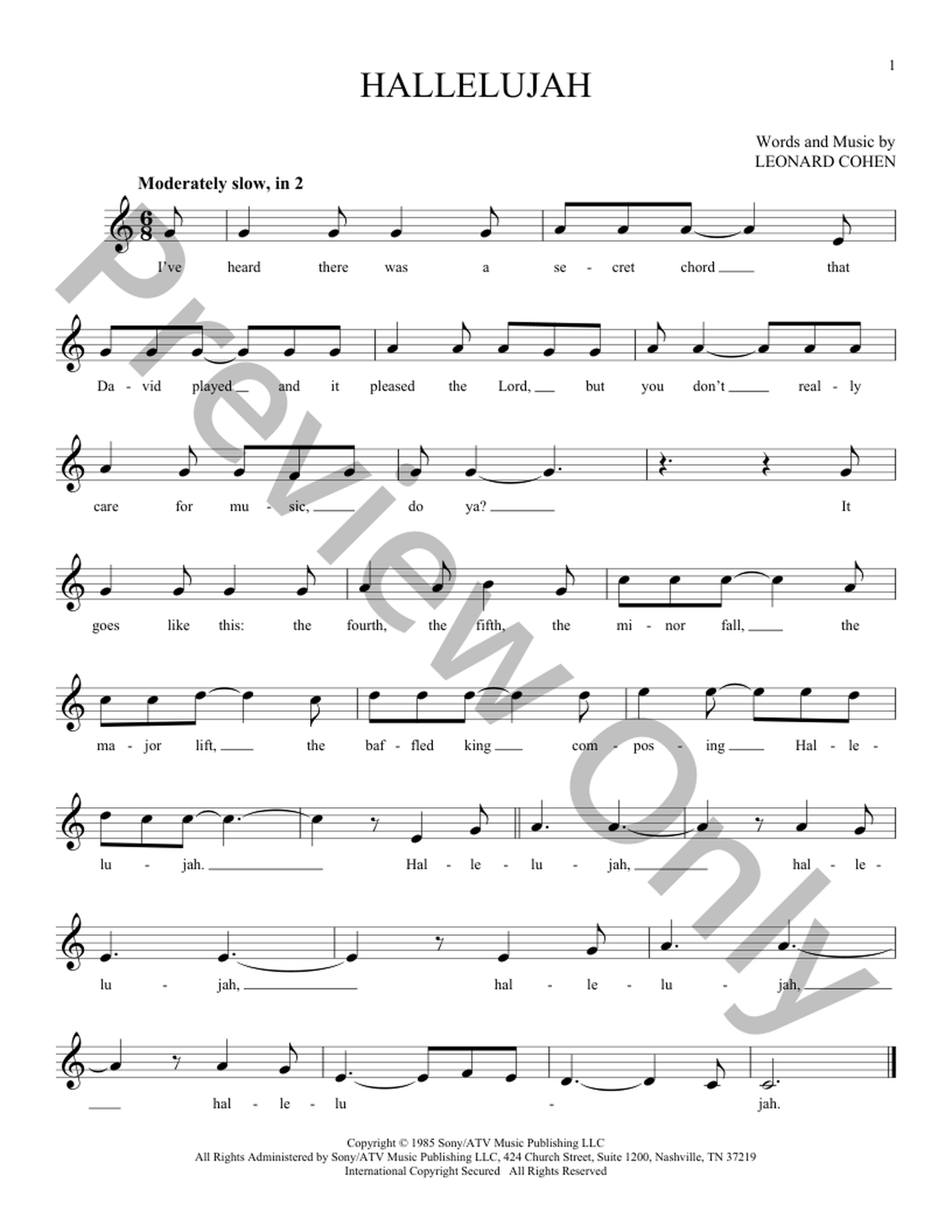 【希少】ORANGENOISE SHORTCUT Hallelujah Hallelujah Sheet Music | J.W. Pepper