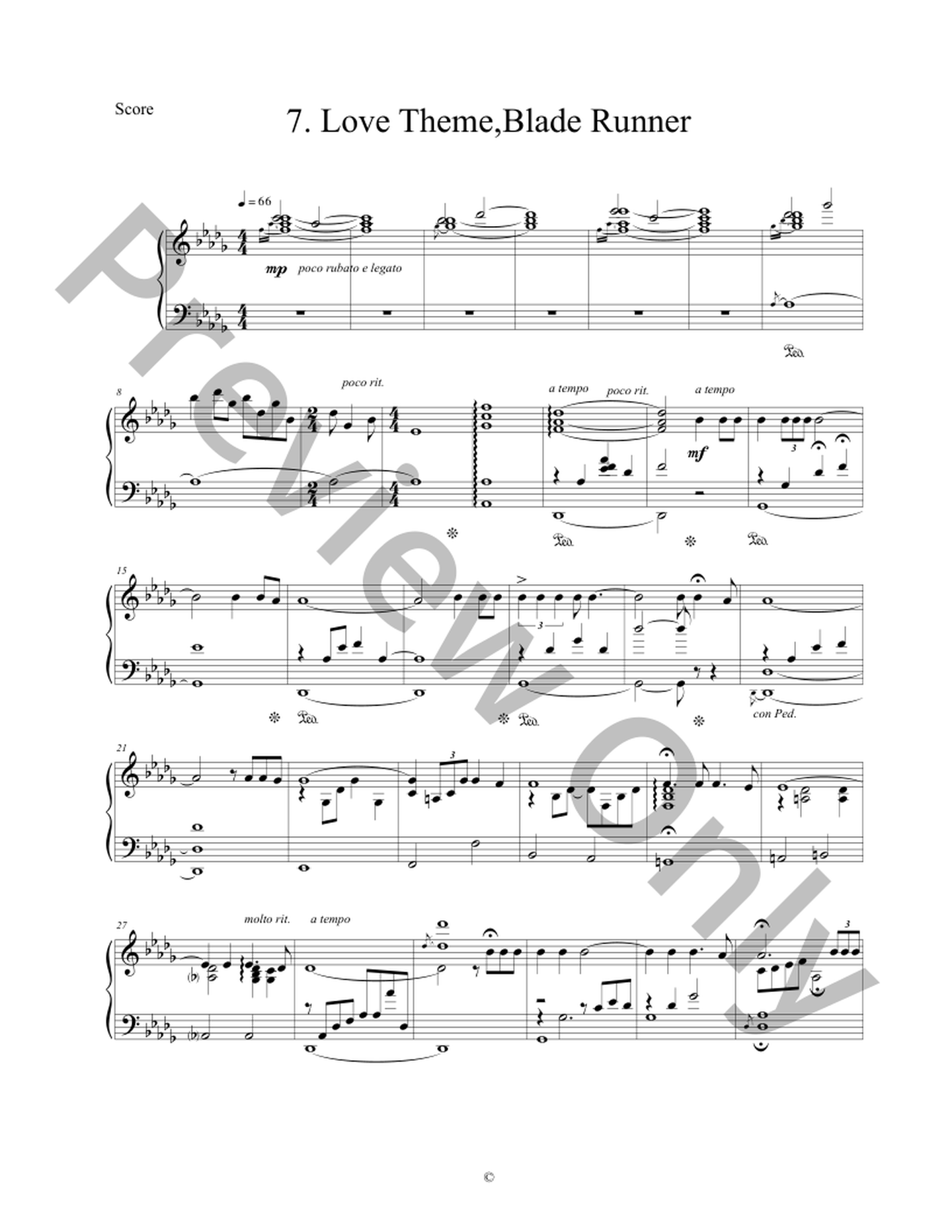Love Theme (Blade Runner) Piano Sheet Music | J.W. Pepper