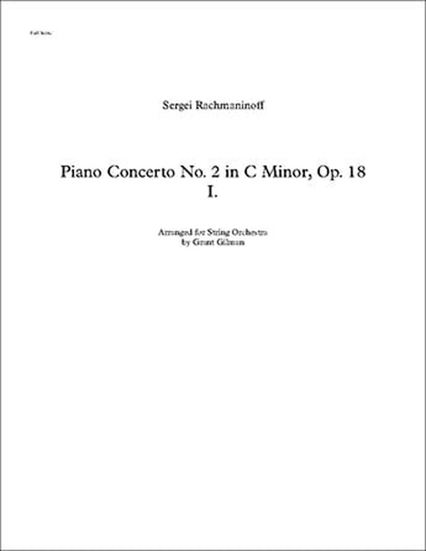 Piano Concerto No. 2 Orchestra Sheet Music | J.W. Pepper