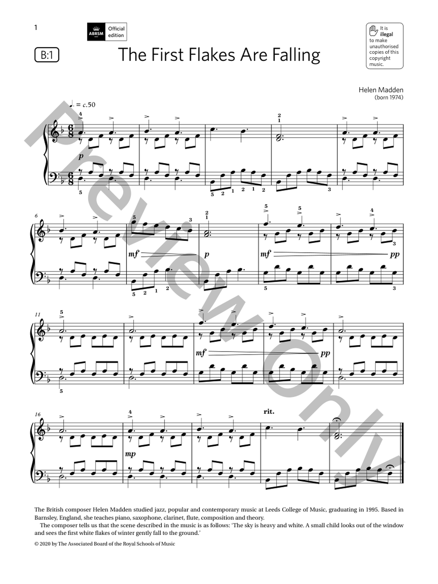 The First Flakes Are Falling Piano Sheet Music | J.W. Pepper