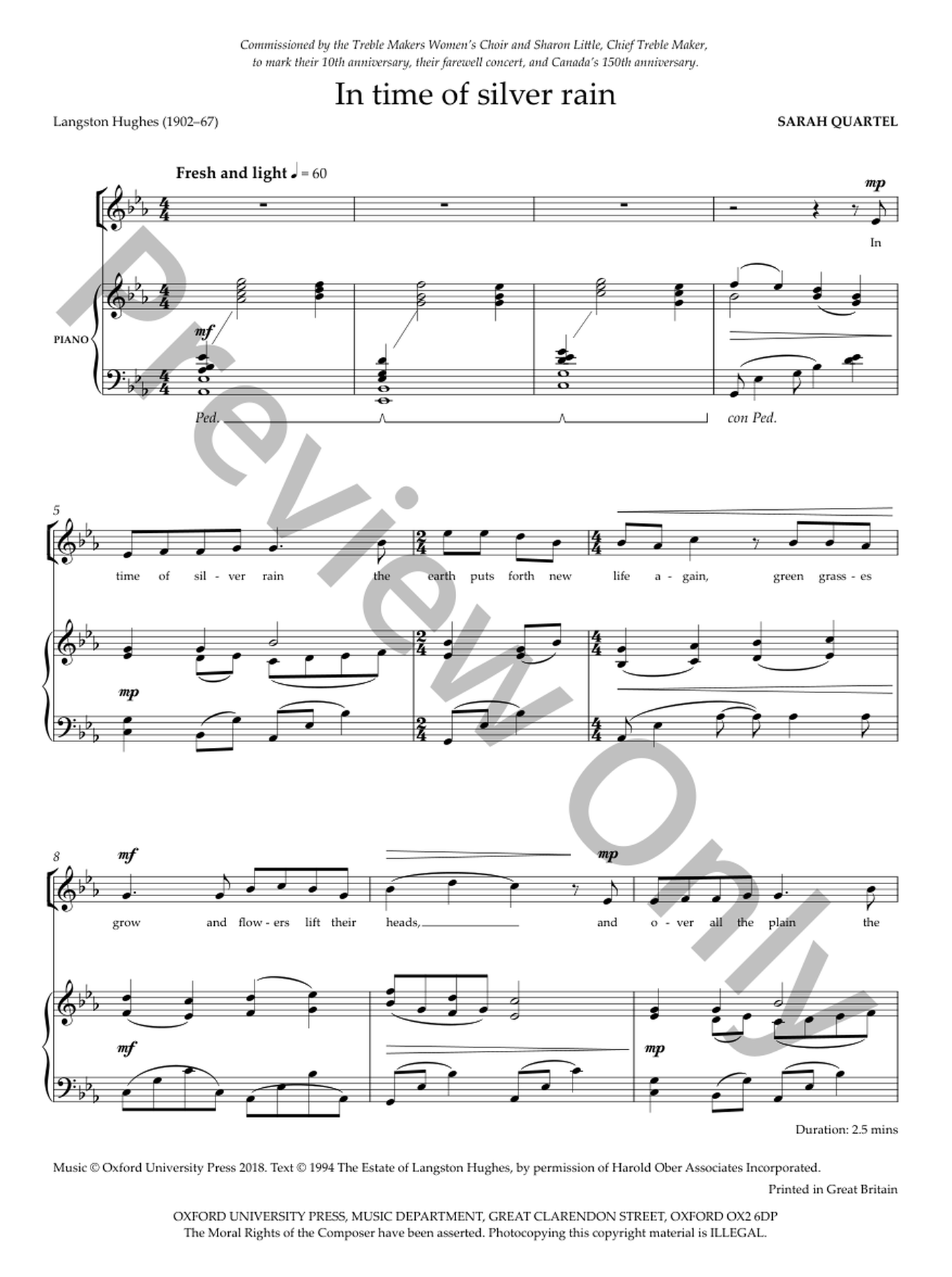 In Time of Silver Rain Vocal Sheet Music | J.W. Pepper
