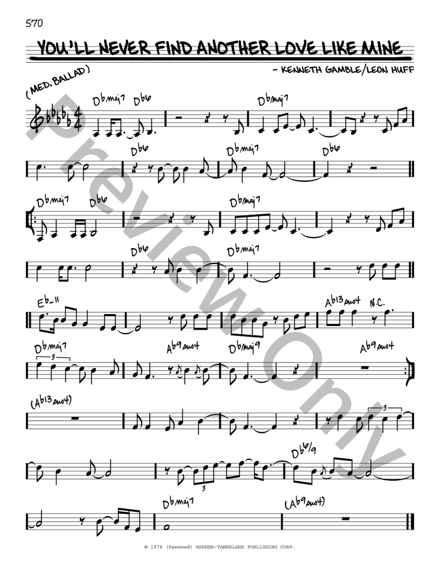 You'll Never Find Another Love Like Mine P/V/G Sheet Music | J.W.