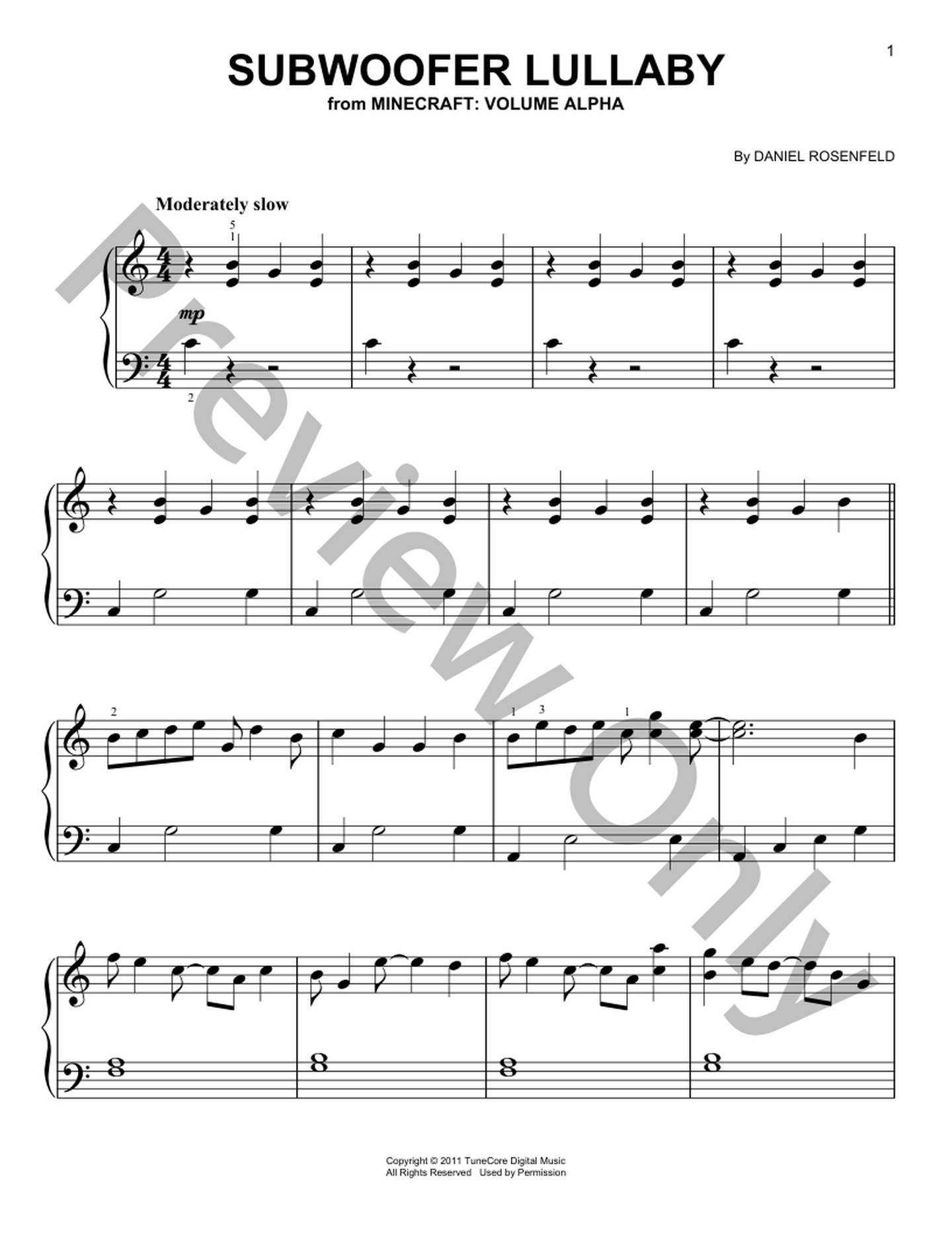 Subwoofer Lullaby Easy Piano Sheet Music | J.W. Pepper