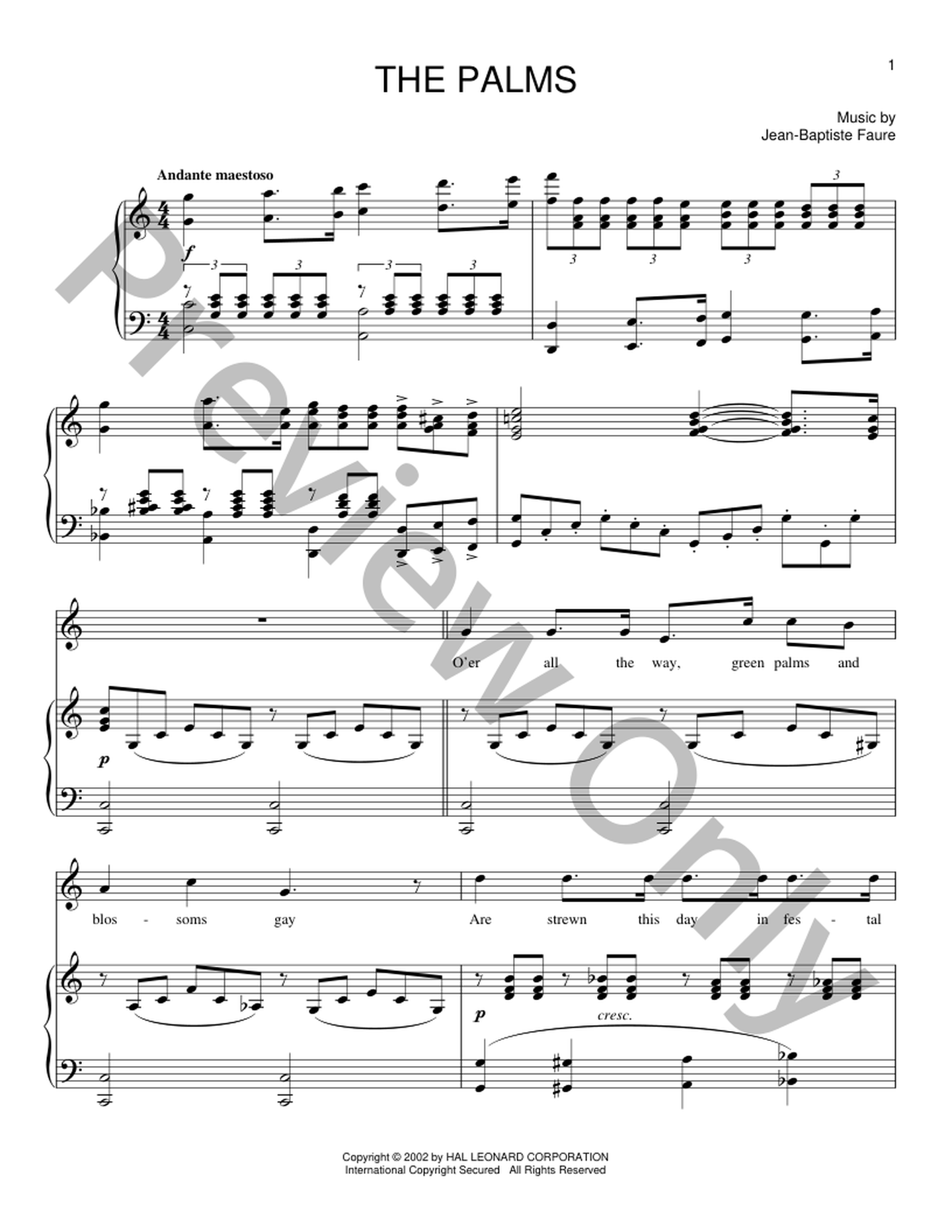 The Palms (Les Rameaux) Vocal Sheet Music | J.W. Pepper