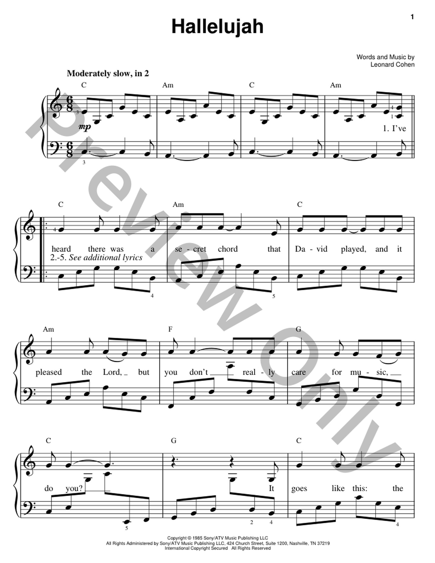 【希少】ORANGENOISE SHORTCUT Hallelujah Hallelujah Piano Sheet Music | J.W. Pepper