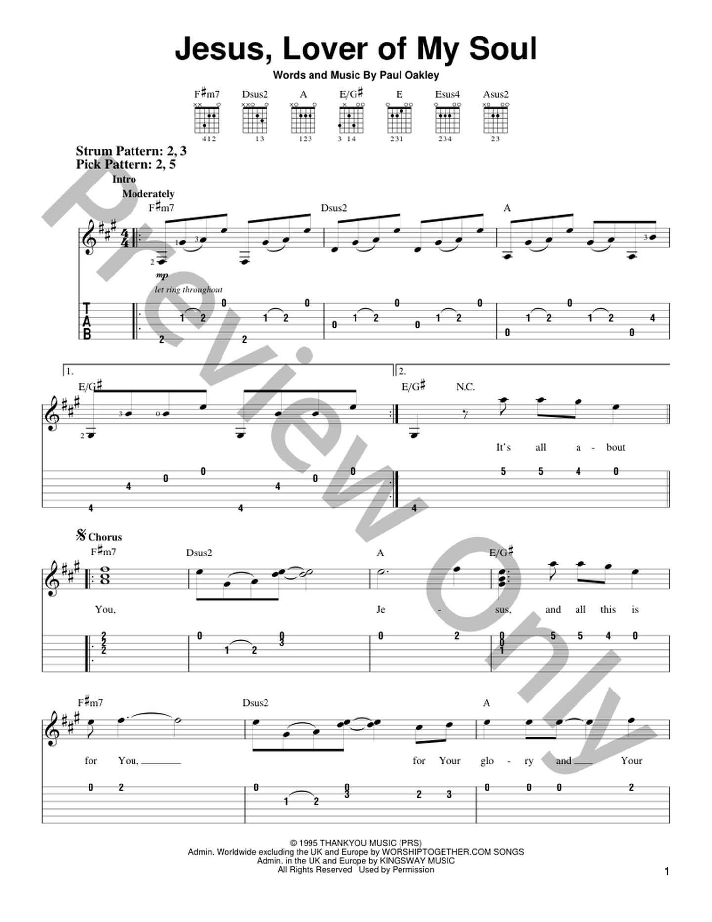 Jesus, Lover of My Soul Guitar/Fretted Sheet Music | J.W. Pepper