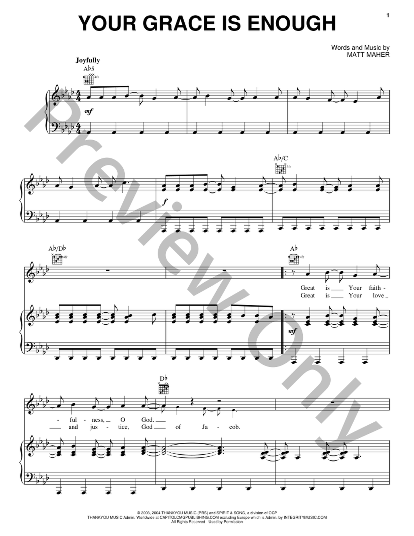 Your Grace Is Enough P/V/G Sheet Music | J.W. Pepper