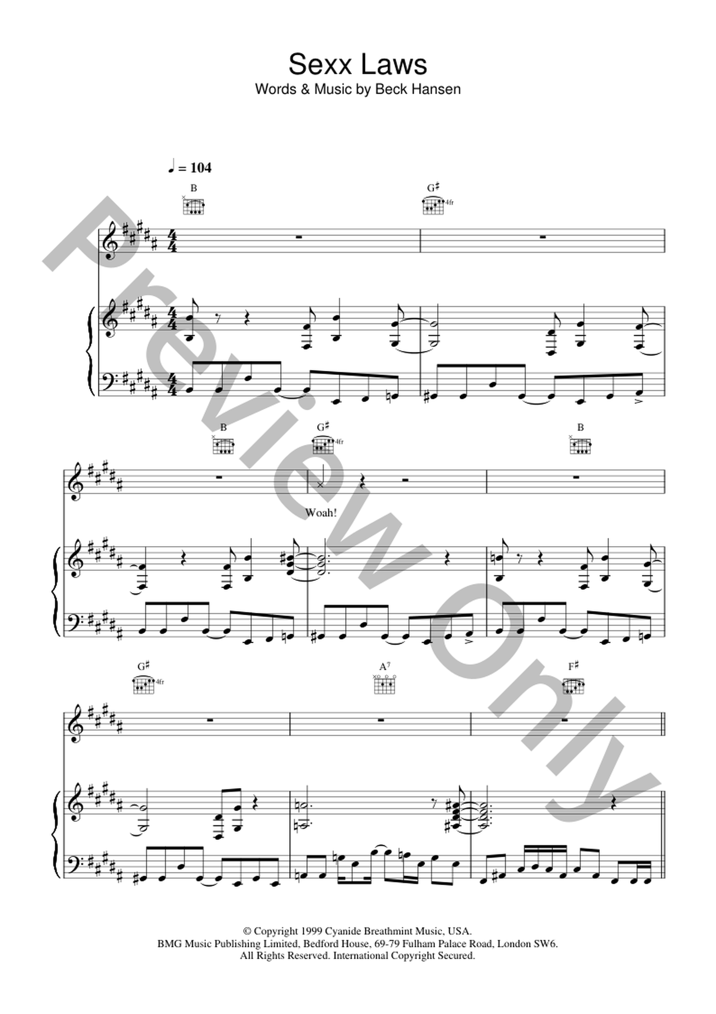 Sexx Laws P/V/G Sheet Music | J.W. Pepper
