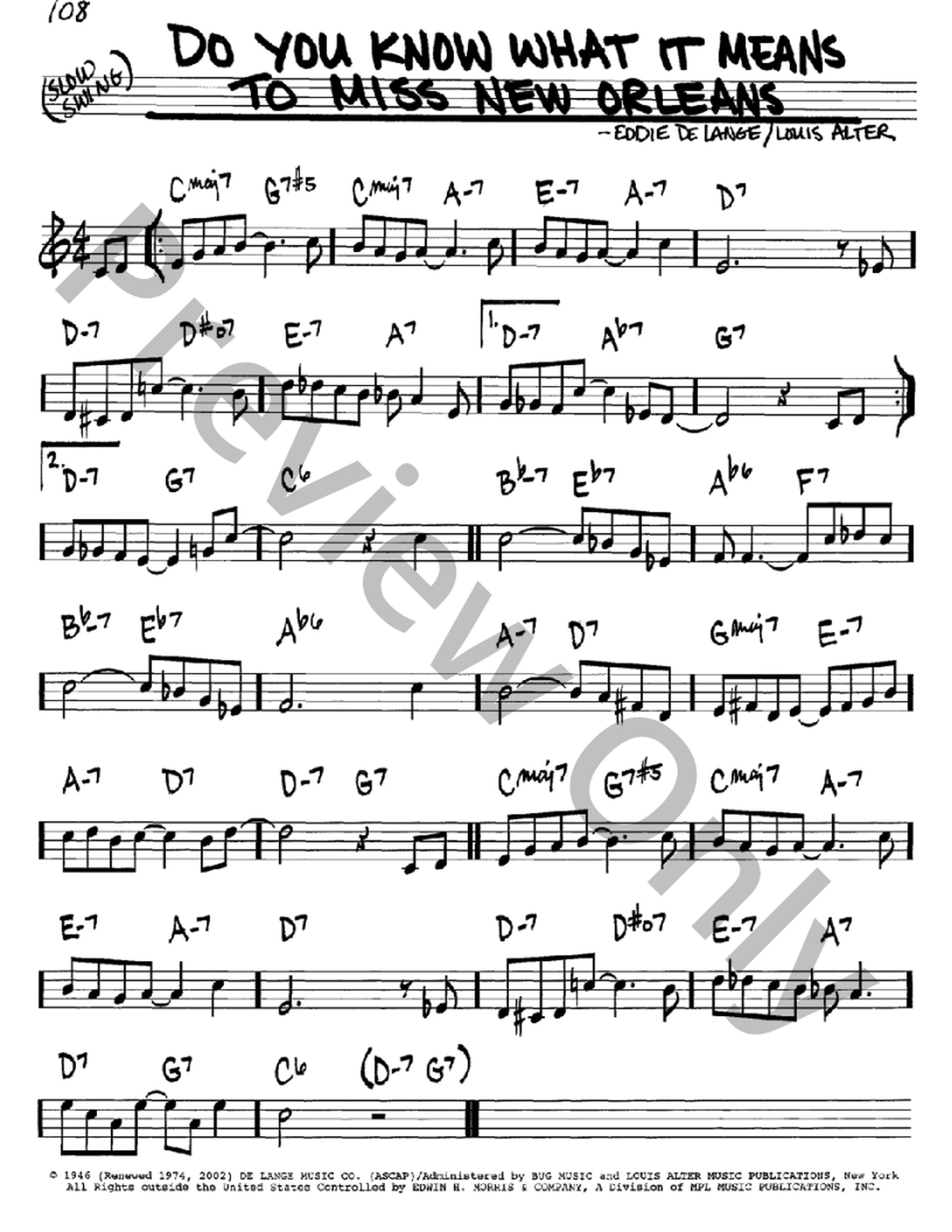 Do You Know What It Means to Miss New Orleans P/V/G Sheet Music