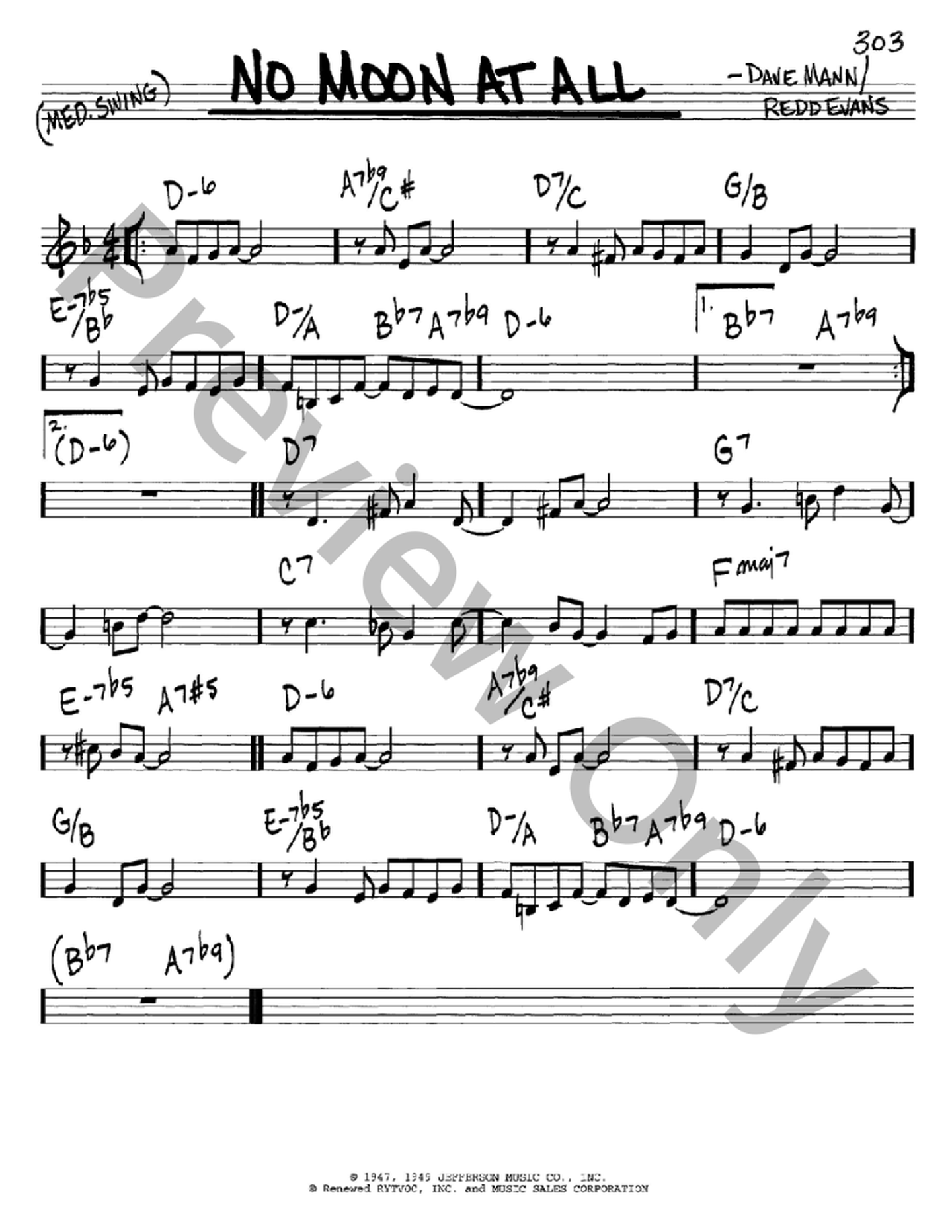 No Moon at All P/V/G Sheet Music | J.W. Pepper