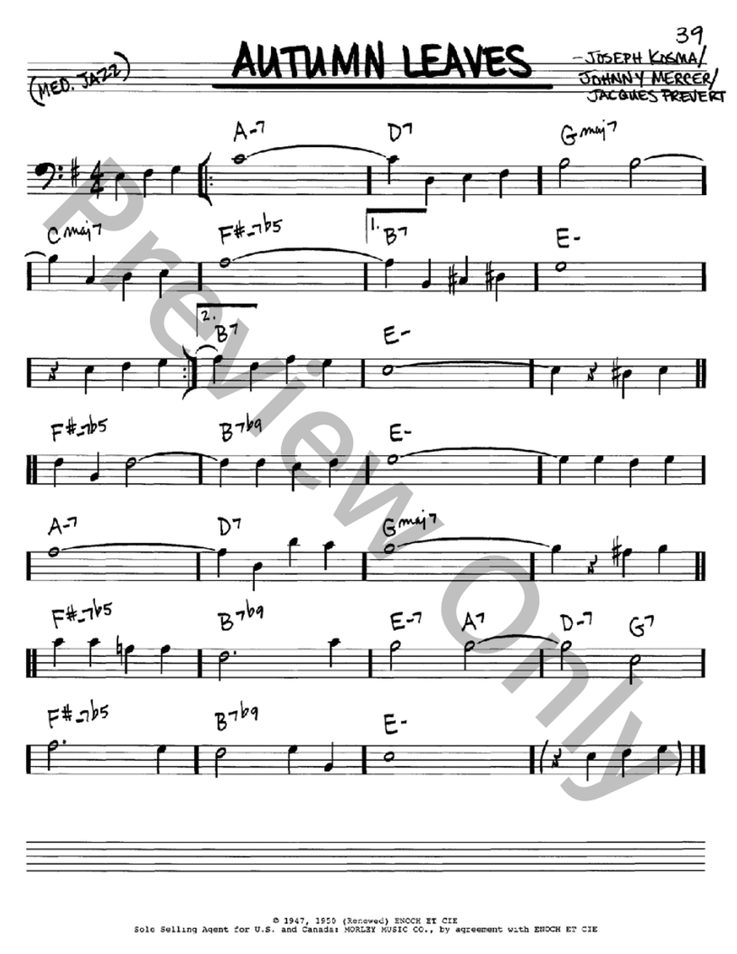 Autumn Leaves P/V/G Sheet Music | J.W. Pepper