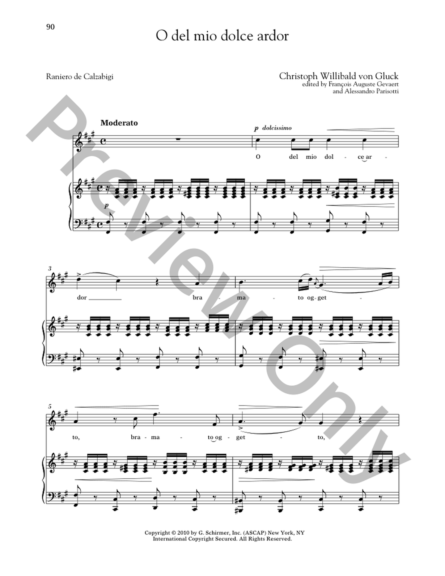 O Del Mio Dolce Ardor (High Voice) P/V/G Sheet Music | J.W. Pepper