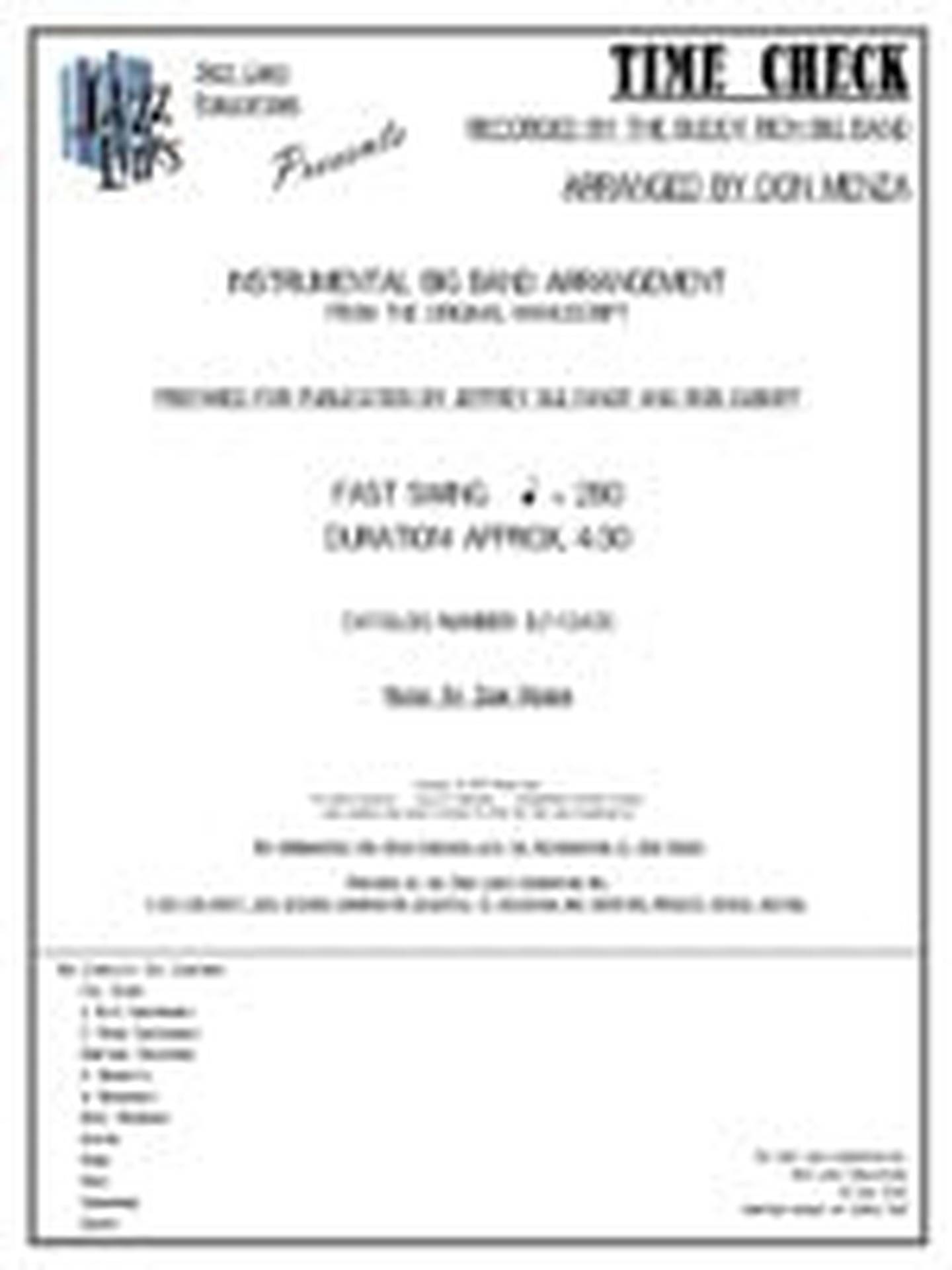 Time Check Jazz Sheet Music | J.W. Pepper
