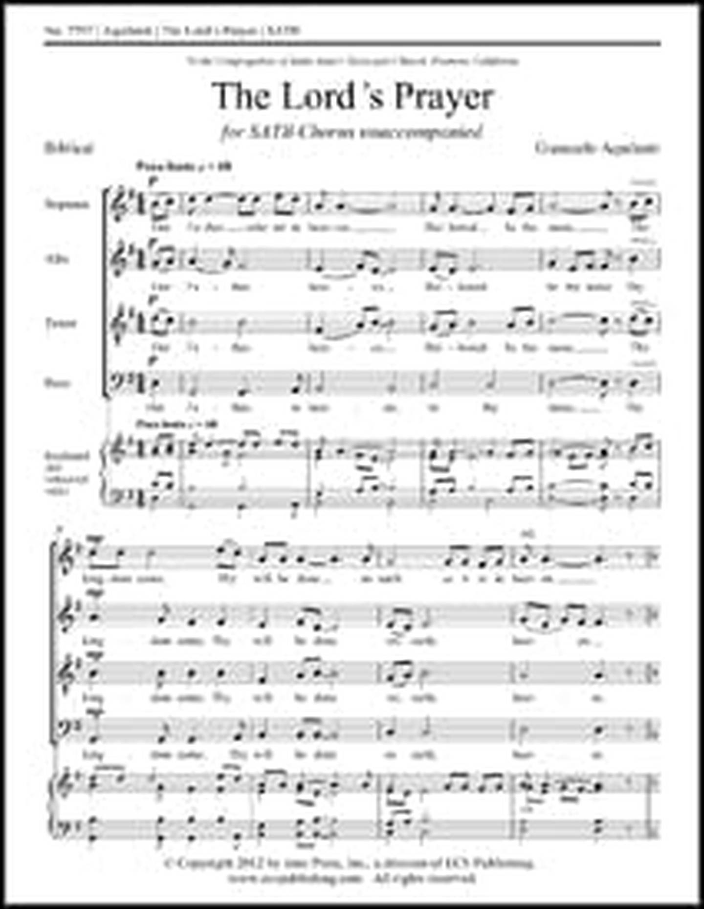 The Lords Prayer Choral Sheet Music | J.W. Pepper