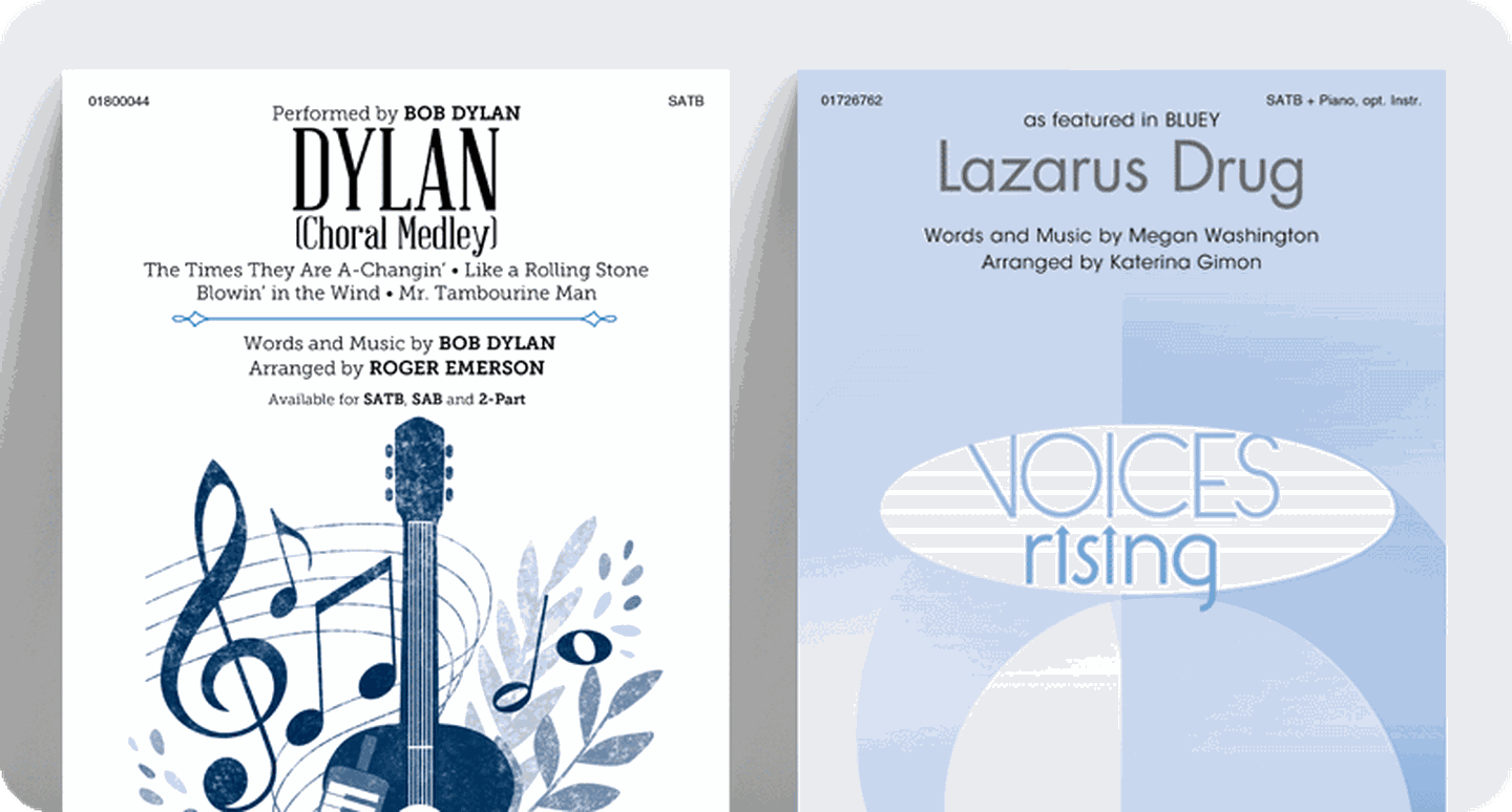 Sheet music covers of pop, jazz, stage and screen music Dylan and Lazarus Drug.