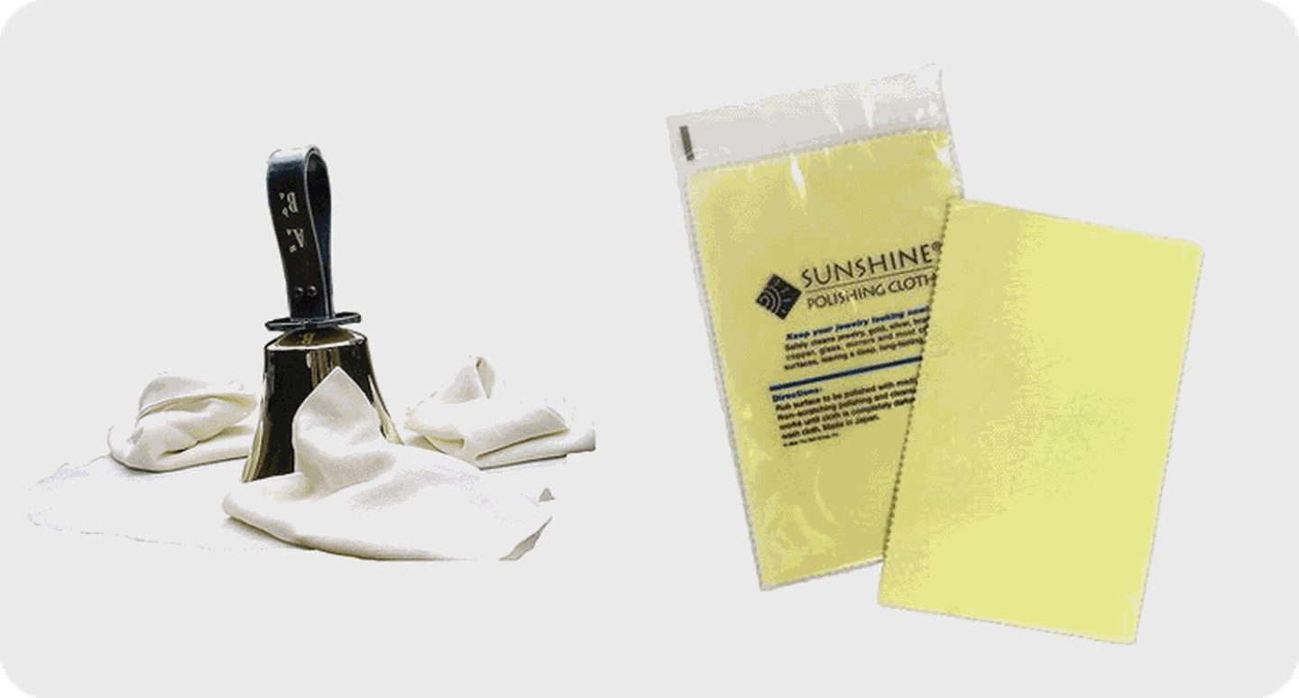 Handbell instrument cleaning and polishing cloths.