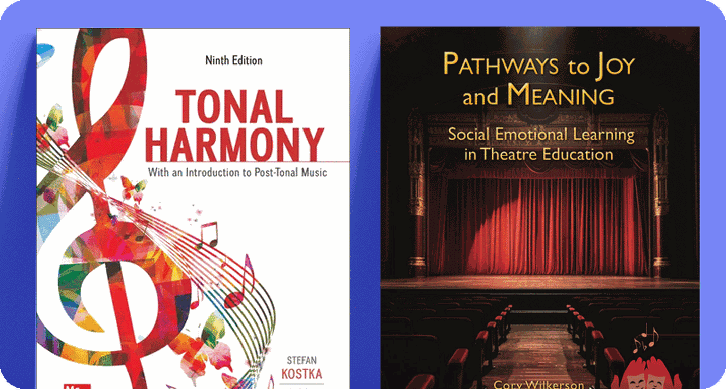 Book covers of Tonal Harmony and Pathways to Joy and Meaning.